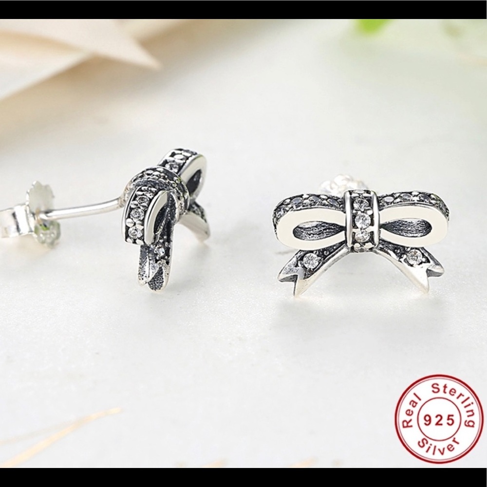 Silver Tie Earrings